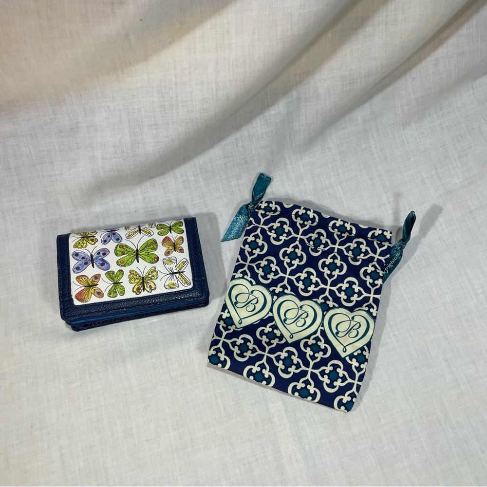 Brighton Garden Wings Butterfly Wallet with Blue Patterned Pouch